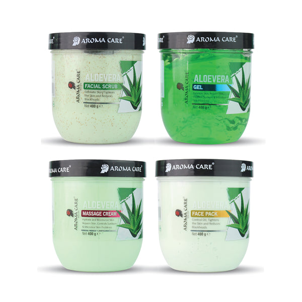 Aloevera Expert Facial Kit / with "Scrub, Gel, Massage Cream & Face Pack for Deep Cleansing & Skin Detox - Perfect for Glowing Skin"