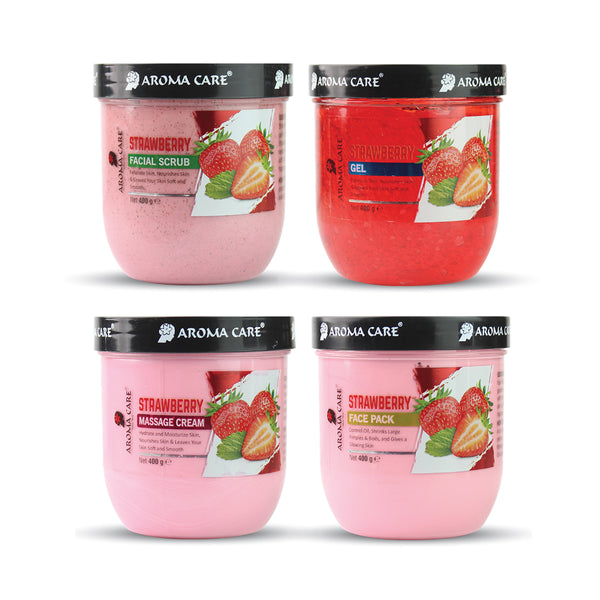 Strawberry Expert Facial Kit / "Scrub, Gel, Massage Cream, Face Pack for Glowing, Refreshing, and Hydrated Skin"